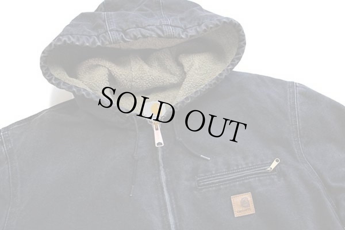 画像3: メキシコ製 carharttカーハート シェルパラインド サンドストーン ダック地 シエラジャケット ペンキ飛び 黒 フェード L-T (3)