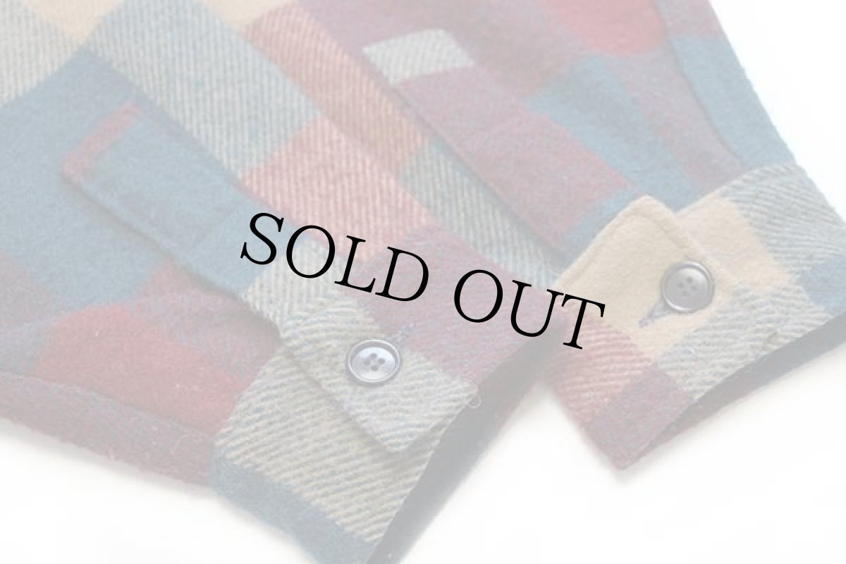 画像5: 70s Woolrichウールリッチ ブロックチェック ウール シャツジャケット L (5)