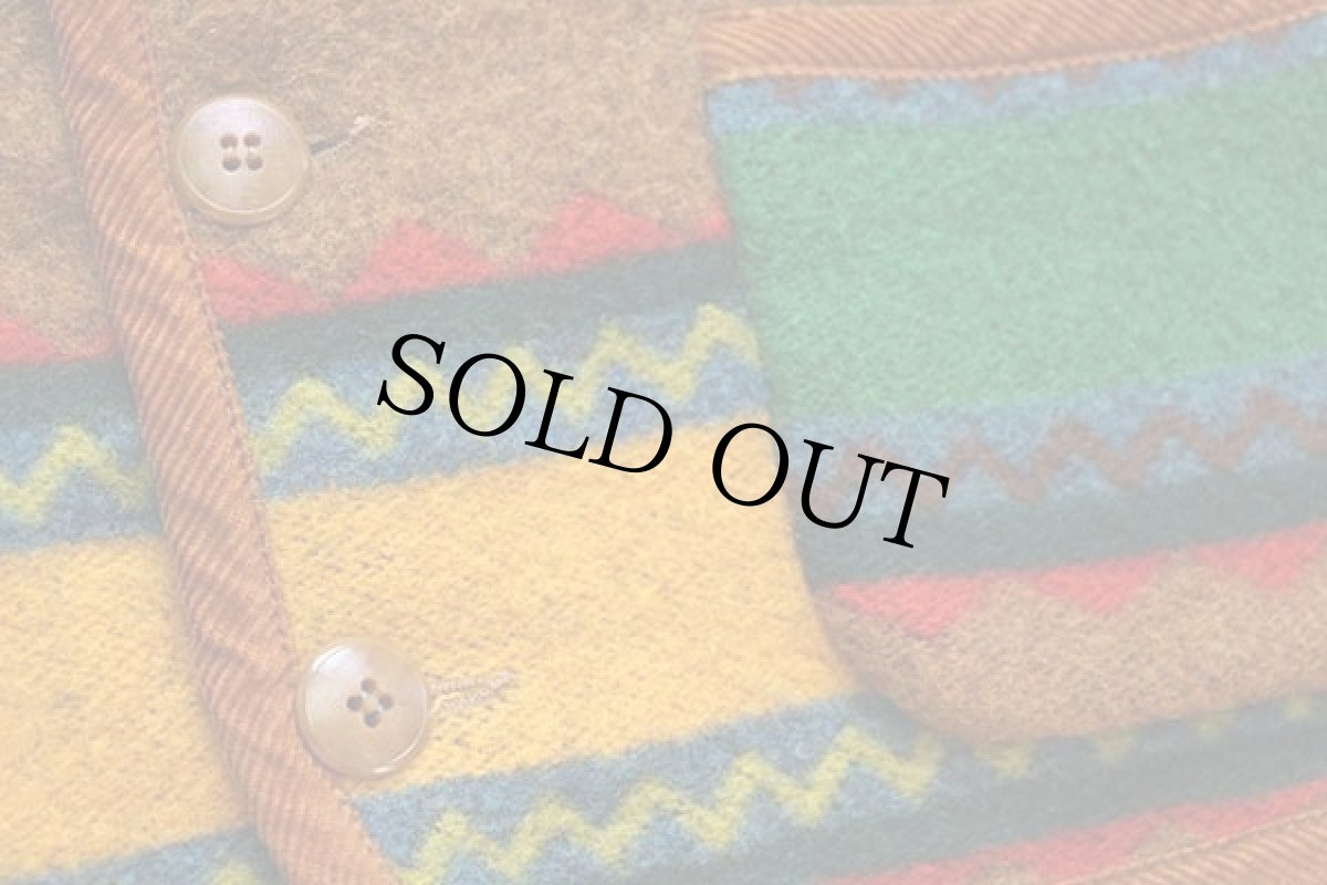 画像6: 90s イタリア製 BENETTONベネトン フォークロア柄 ウール ラグ×キルティング 切り替え ベスト 52 (6)