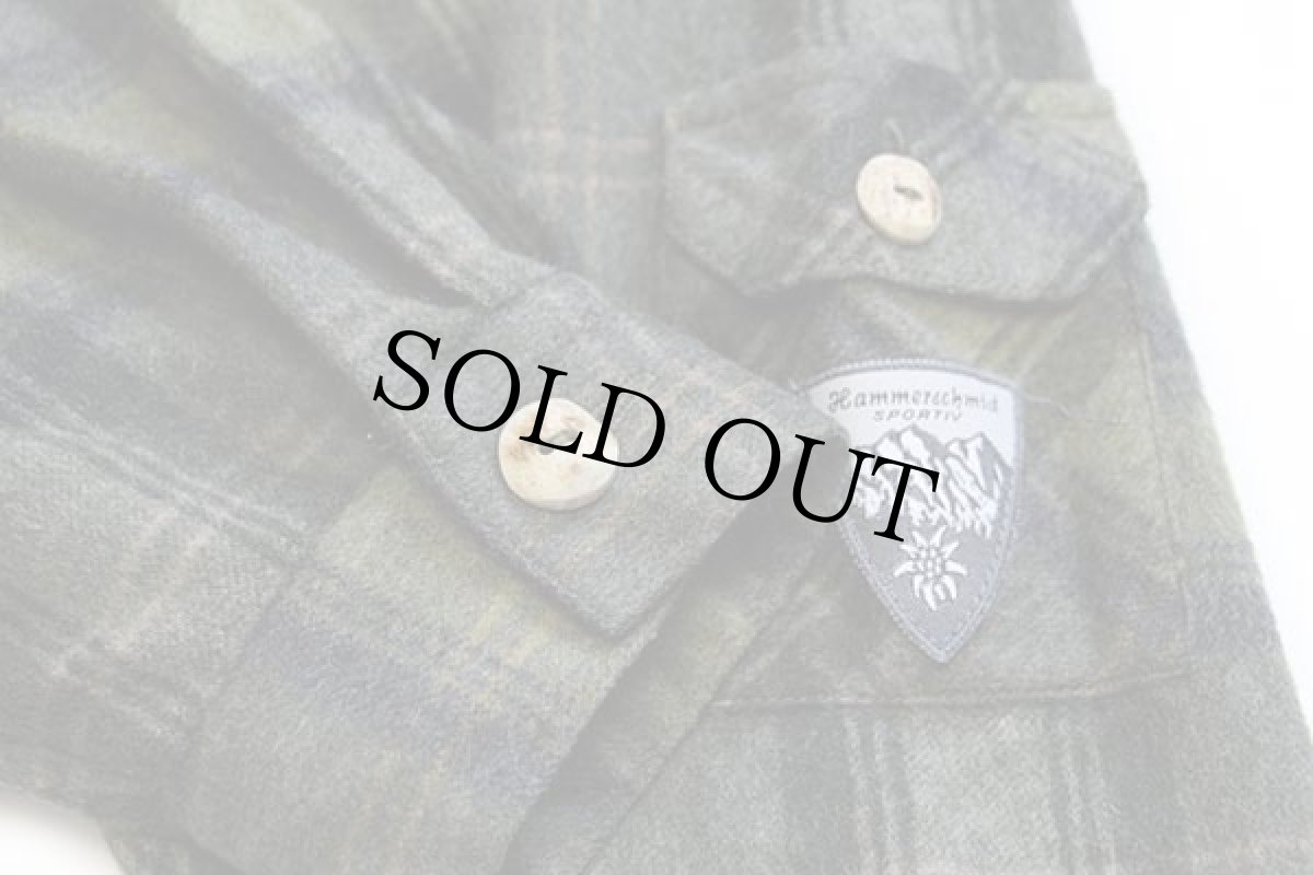 画像6: Hammerschmid タータンチェック 鹿角ボタン ウール混 シャツ (6)