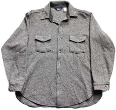 画像1: 80s USA製 Woolrichウールリッチ ツイード ウールシャツ グレー XL (1)