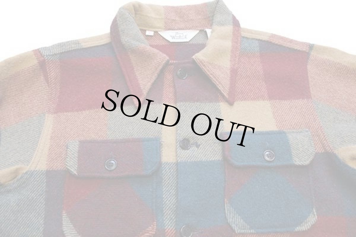 画像3: 70s Woolrichウールリッチ ブロックチェック ウール シャツジャケット L (3)