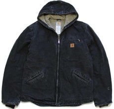画像1: メキシコ製 carharttカーハート シェルパラインド サンドストーン ダック地 シエラジャケット ペンキ飛び 黒 フェード L-T (1)