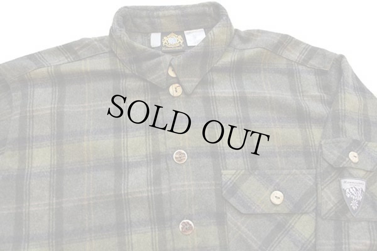 画像3: Hammerschmid タータンチェック 鹿角ボタン ウール混 シャツ (3)