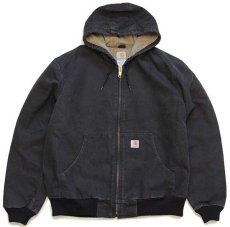 画像1: メキシコ製 carharttカーハート シェルパラインド ダック地 アクティブジャケット パーカー 黒 XL (1)