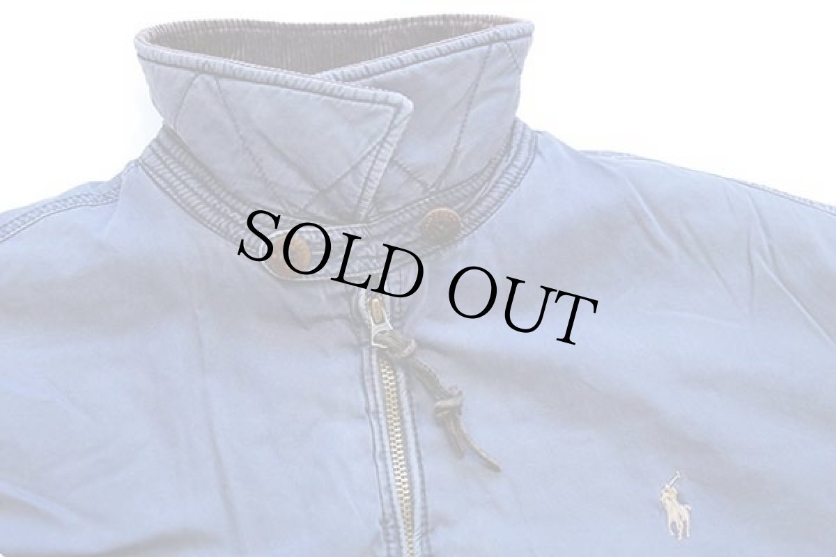 画像3: ポロ ラルフローレン ワンポイント チンスト付き タータンチェック ネルライナー コットンポプリン ジャケット 紺 フェード L (3)