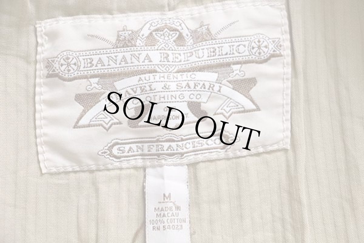 画像4: 00s BANANA REPUBLICバナナリパブリック コットンツイル サファリジャケット カーキ M (4)