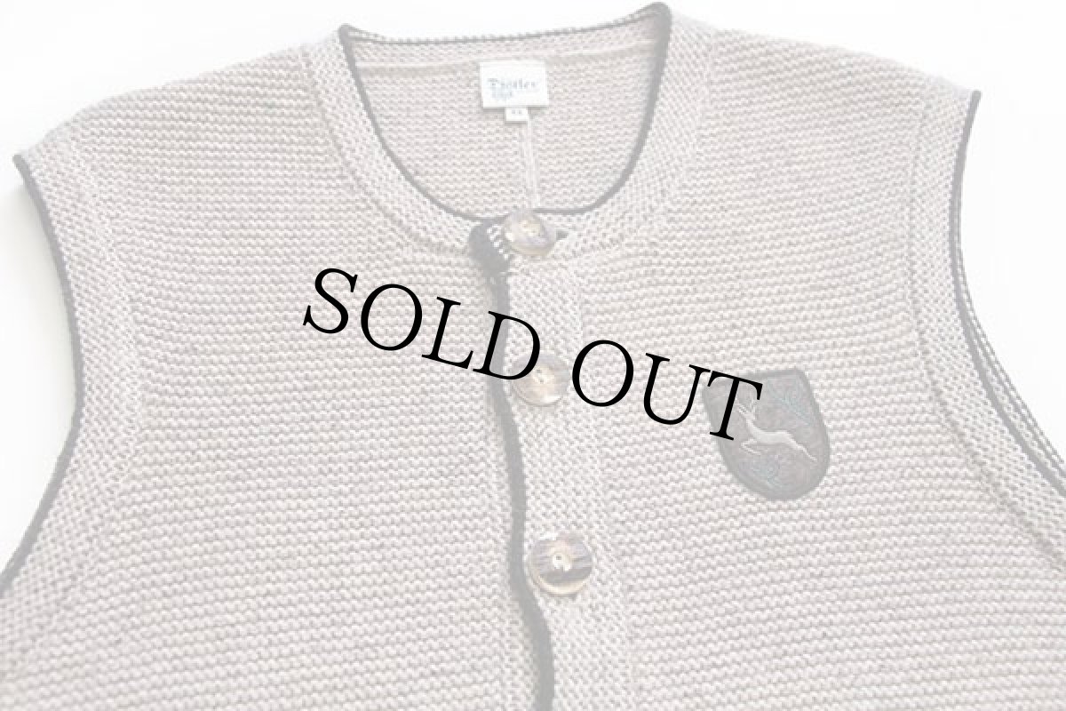 画像3: Distler ネップ入り 鹿角ボタン ノーカラー チロリアン メリノウール×アクリルニット ベスト カーディガン グレーベージュ 48 (3)