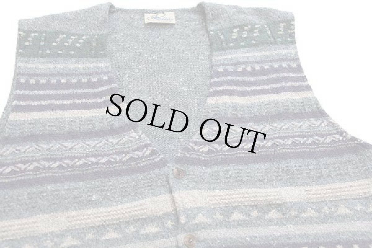 画像3: イタリア製 Rodes フェアアイル柄 アクリル×ウール×アルパカ×シルク ニット ベスト カーディガン XL (3)