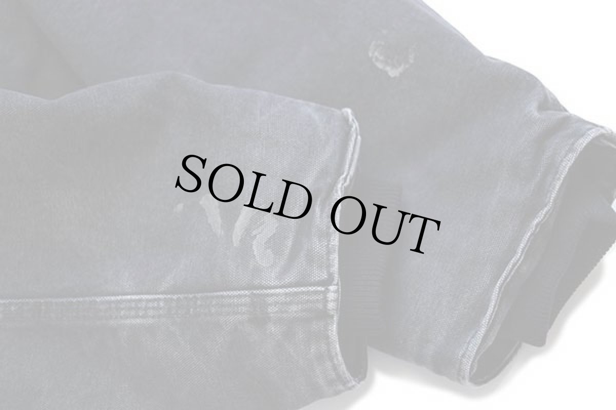 画像7: メキシコ製 carharttカーハート シェルパラインド サンドストーン ダック地 シエラジャケット ペンキ飛び 黒 フェード L-T (7)