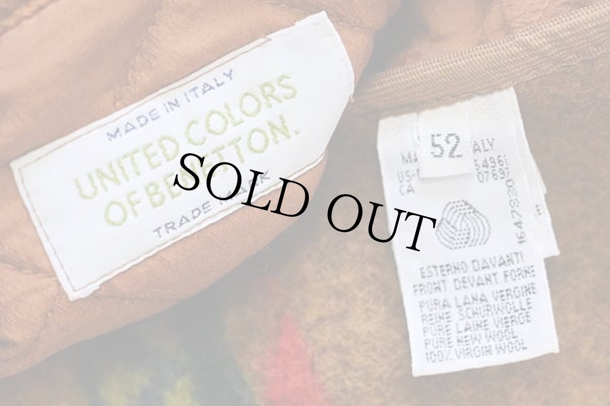 画像4: 90s イタリア製 BENETTONベネトン フォークロア柄 ウール ラグ×キルティング 切り替え ベスト 52 (4)