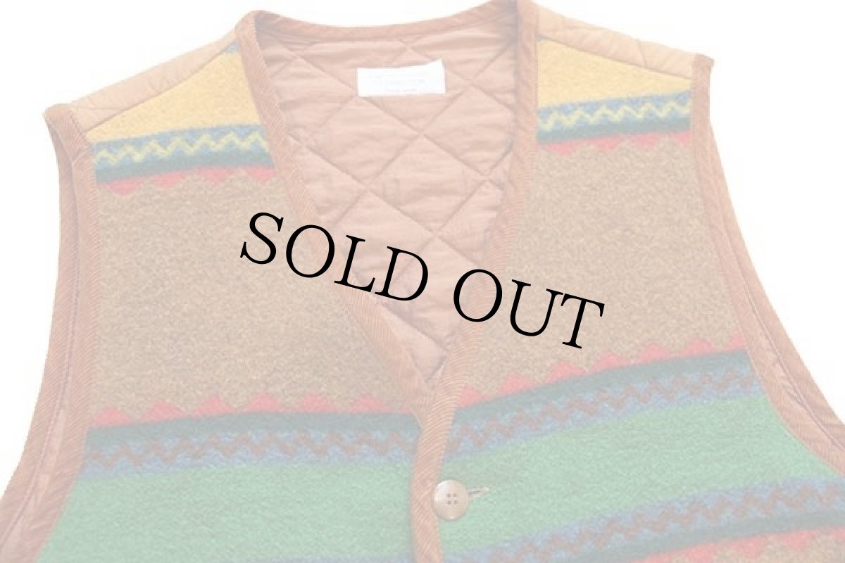 画像3: 90s イタリア製 BENETTONベネトン フォークロア柄 ウール ラグ×キルティング 切り替え ベスト 52 (3)