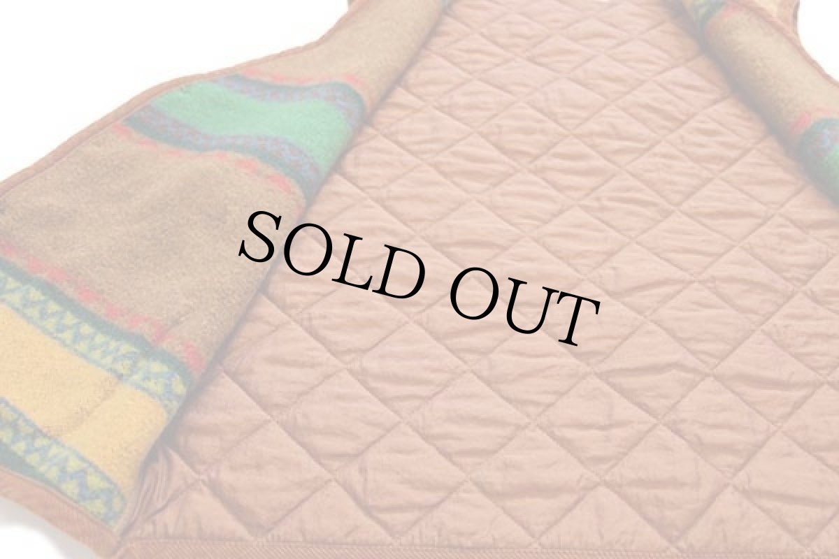 画像5: 90s イタリア製 BENETTONベネトン フォークロア柄 ウール ラグ×キルティング 切り替え ベスト 52 (5)