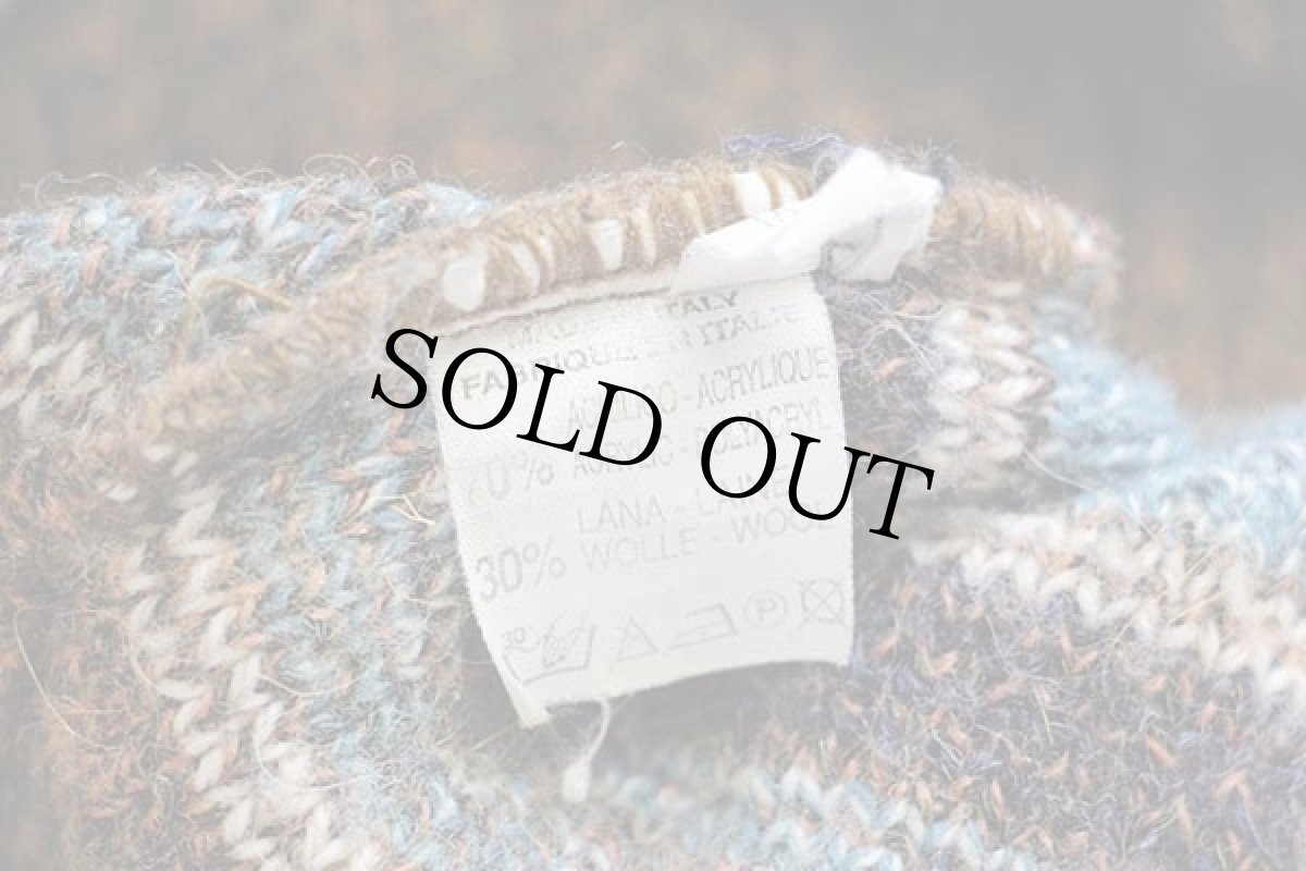 画像5: 90s イタリア製 LE ORME ラグ柄 アクリル×ウールニット ベスト カーディガン XL (5)