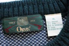 画像4: 90s ORVISオービス カモ刺繍 アウトドア柄 アート ジャガード アクリル×ウールニット セーター XL (4)