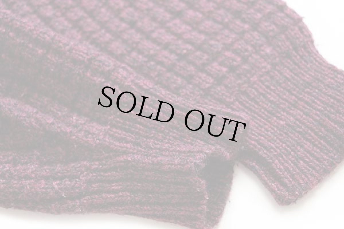 画像6: 80s USA製 AMERICAN EAGLEアメリカンイーグル ウールニット セーター パープル×ブラック ミックス L (6)