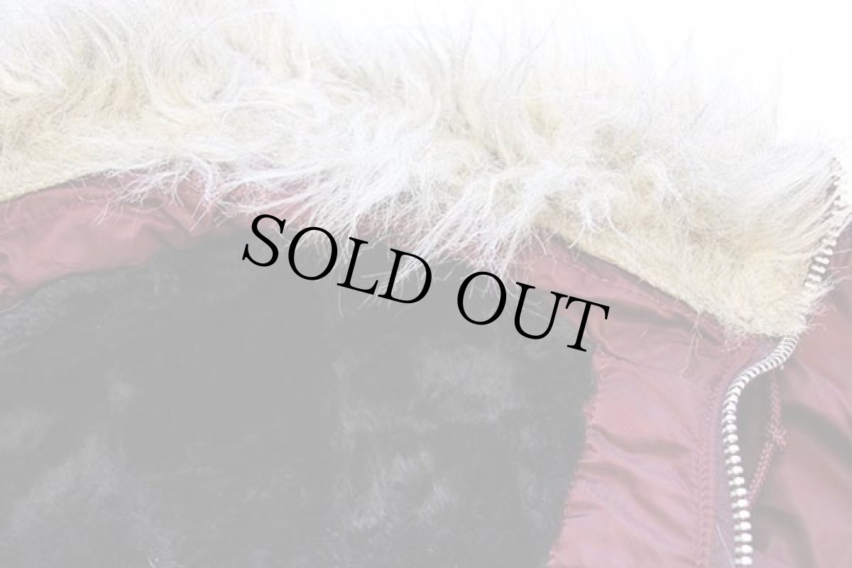 画像6: 90s USA製 ALPHAアルファ N-3B フライトジャケット ワインレッド M (6)