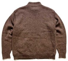 画像2: 90s USA製 Woolrichウールリッチ フリースライナー ウール ドライバーズニット フルジップ セーター 茶 M (2)