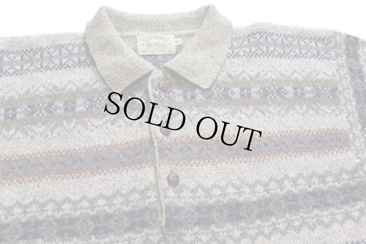 画像3: 90s McNEAL フェアアイル柄 襟付き ウールニット セーター★ポロシャツ (3)