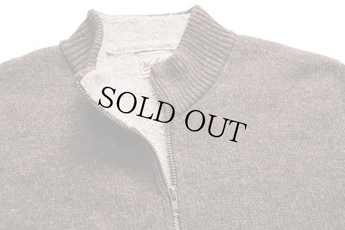 画像3: 90s USA製 Woolrichウールリッチ フリースライナー ウール ドライバーズニット フルジップ セーター 茶 M (3)