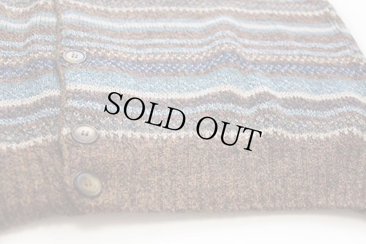 画像6: 90s イタリア製 LE ORME ラグ柄 アクリル×ウールニット ベスト カーディガン XL (6)