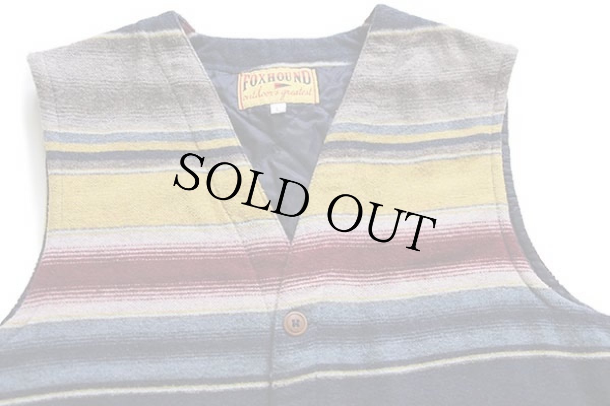 画像3: 90s FOXHOUND ラグ柄 キルティングライナー ウール混 ベスト L (3)