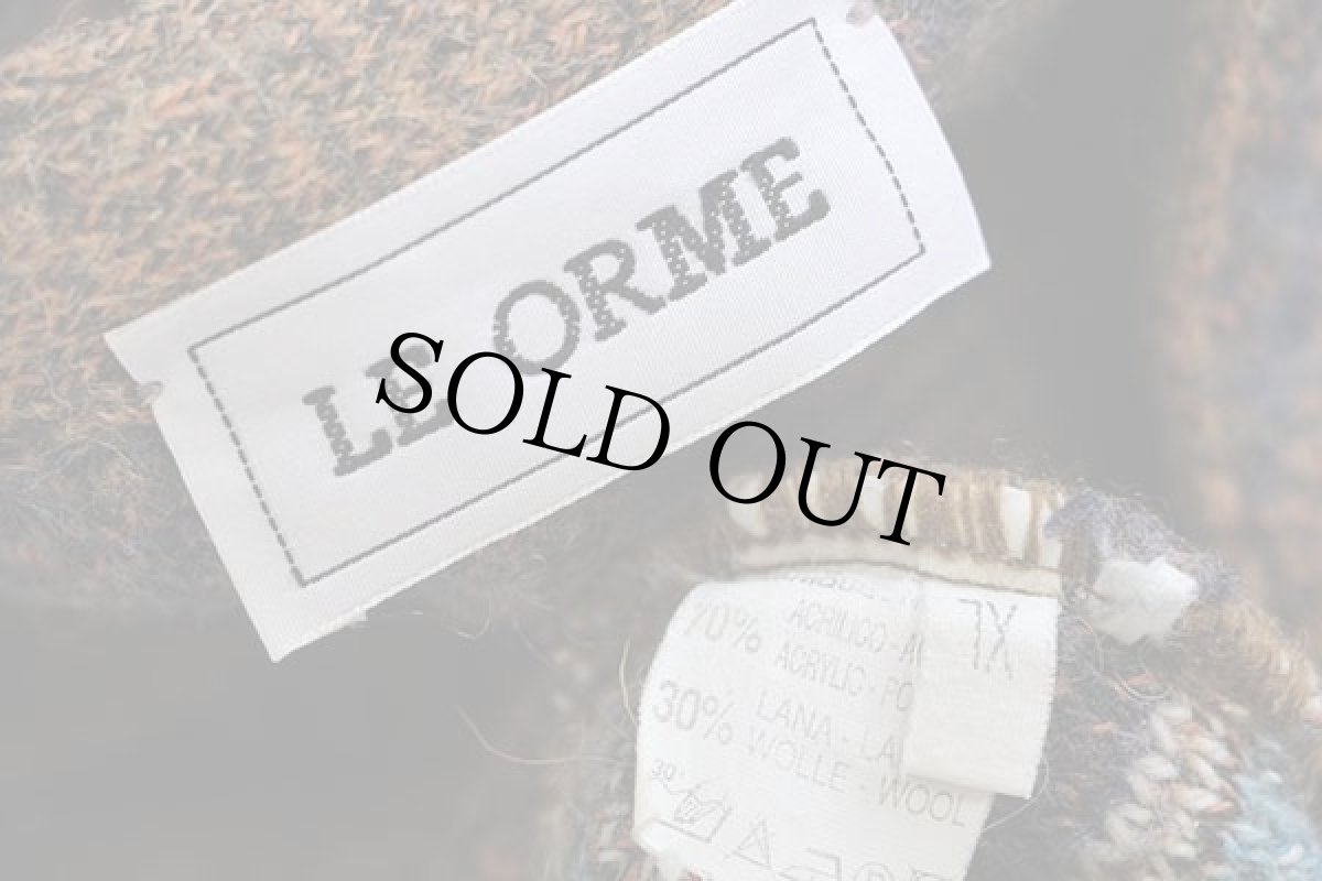 画像4: 90s イタリア製 LE ORME ラグ柄 アクリル×ウールニット ベスト カーディガン XL (4)