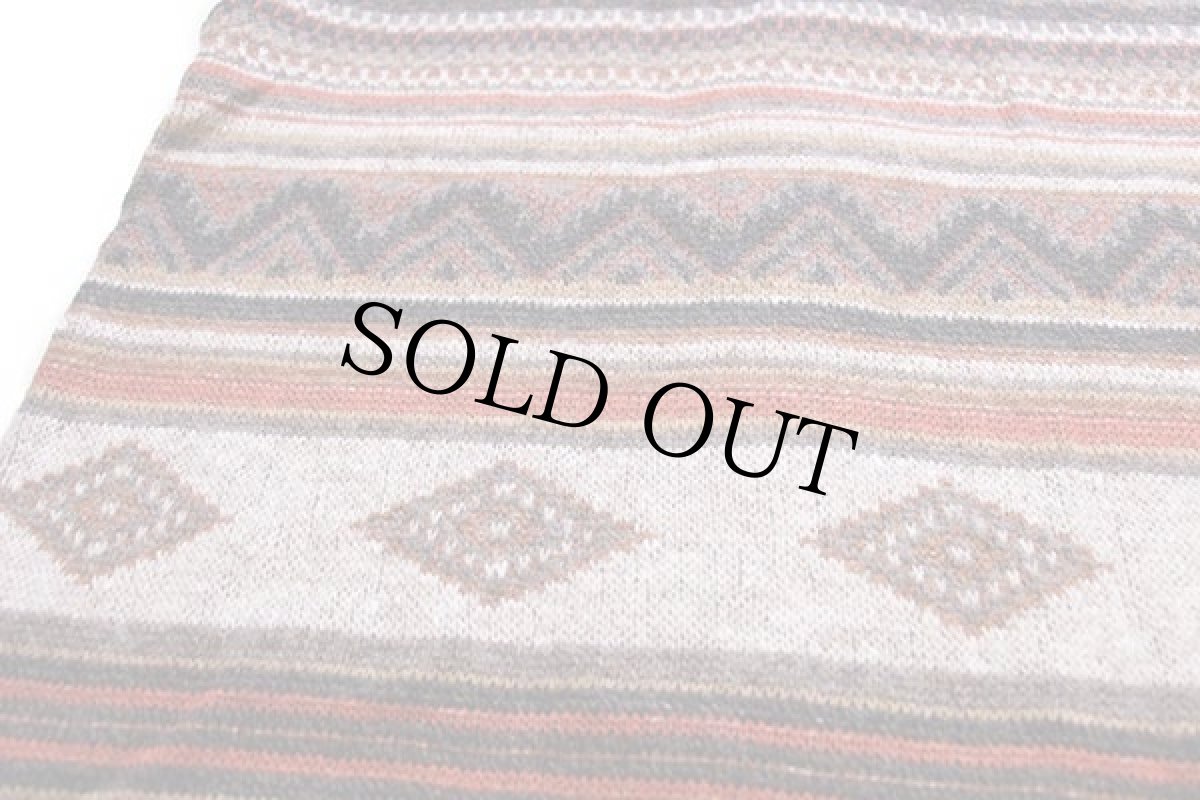 画像5: 90s フランス製 JACQUARD ネイティブ柄 ジャガード ウール×アクリル×モヘヤニット ジップ ベスト L (5)