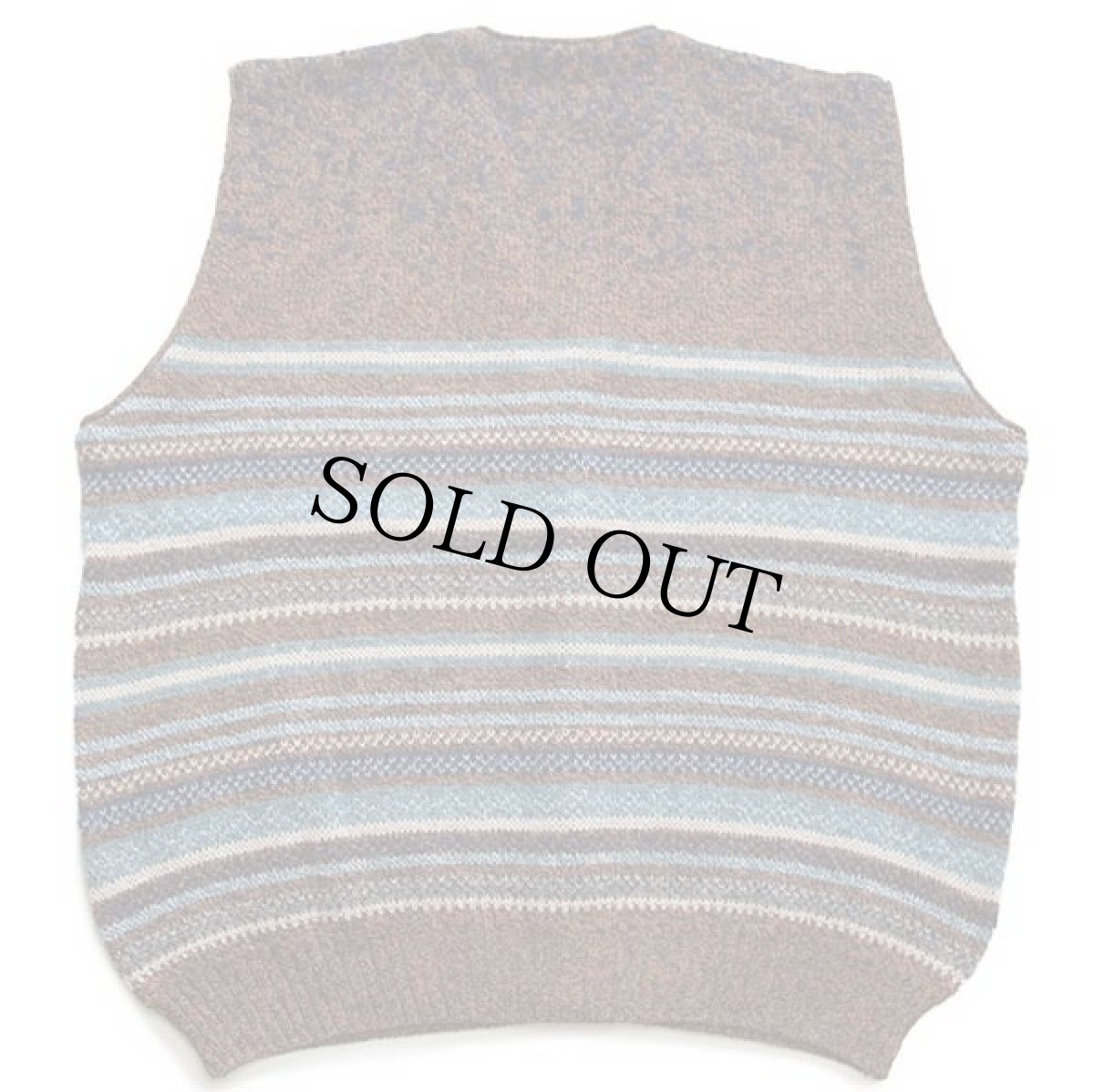 画像2: 90s イタリア製 LE ORME ラグ柄 アクリル×ウールニット ベスト カーディガン XL (2)