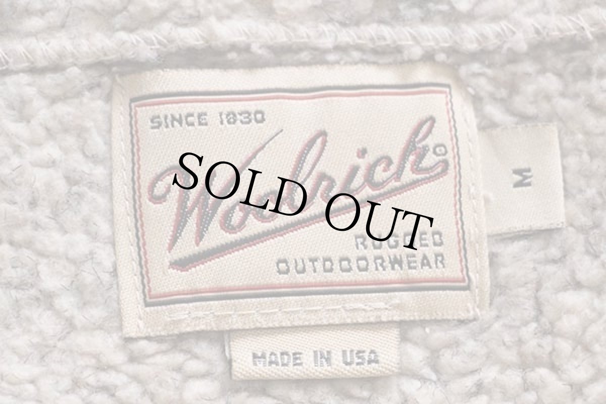 画像4: 90s USA製 Woolrichウールリッチ フリースライナー ウール ドライバーズニット フルジップ セーター 茶 M (4)