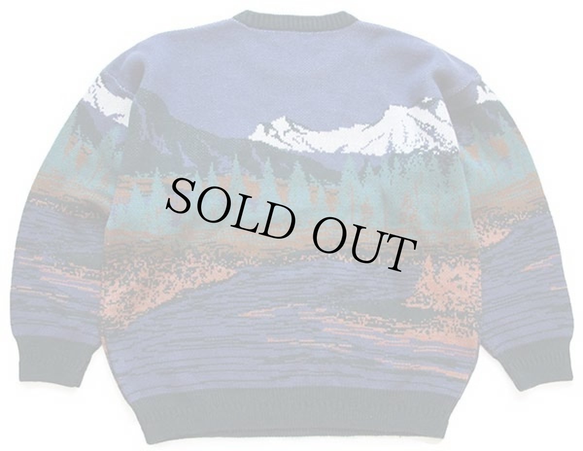 画像2: 90s ORVISオービス カモ刺繍 アウトドア柄 アート ジャガード アクリル×ウールニット セーター XL (2)