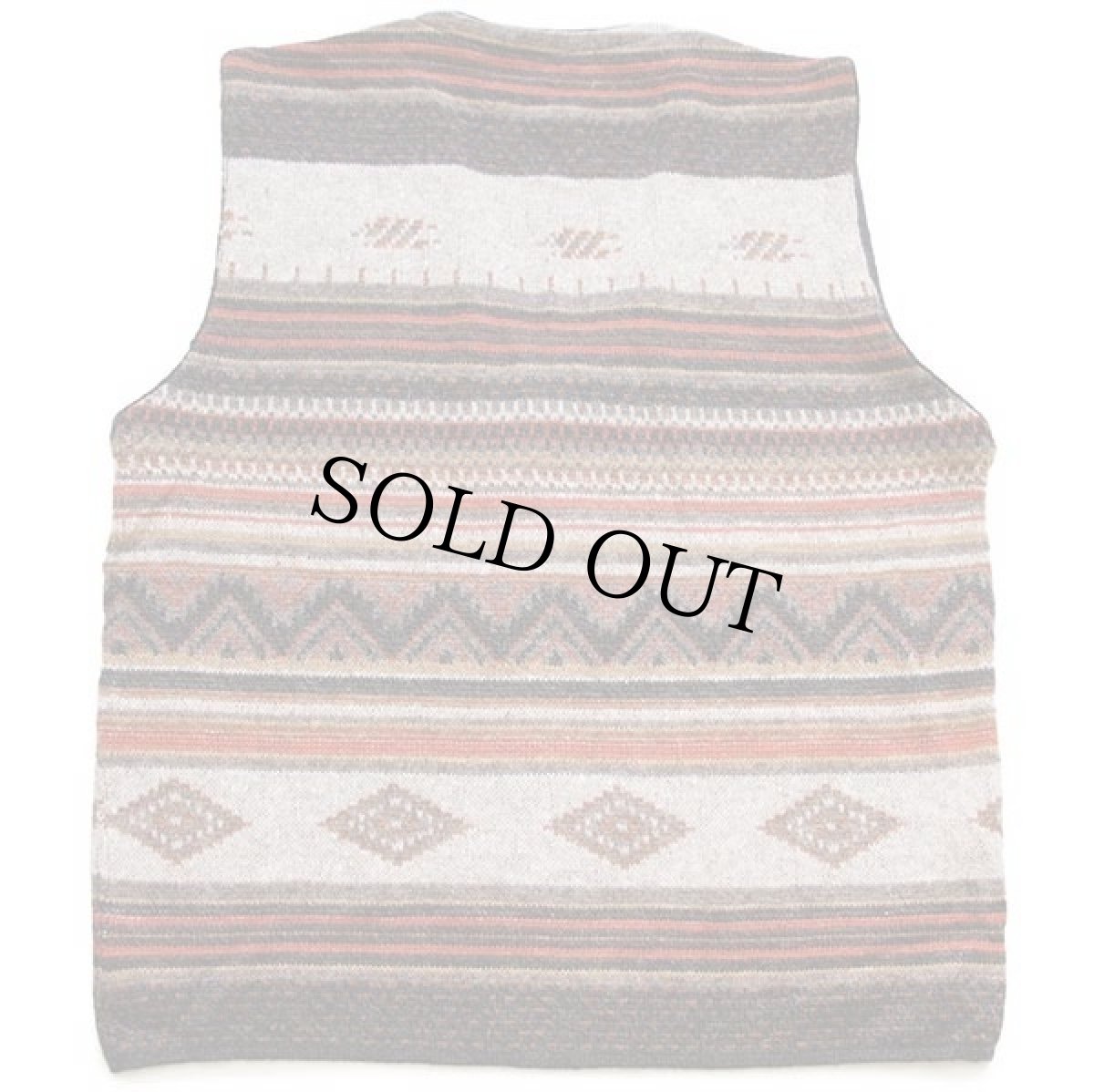 画像2: 90s フランス製 JACQUARD ネイティブ柄 ジャガード ウール×アクリル×モヘヤニット ジップ ベスト L (2)