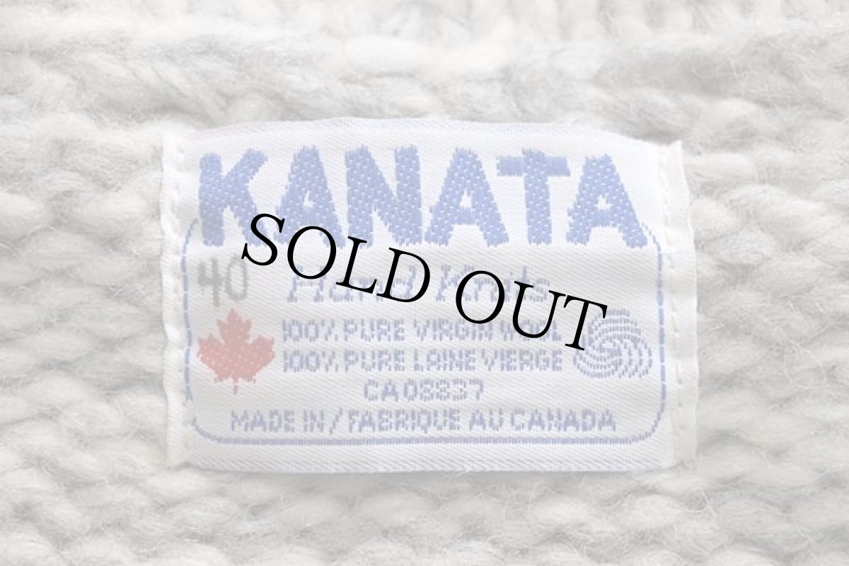 画像4: 80s カナダ製 Kanataカナタ ツートン 切り替え スタンドカラー ウール ハンドニット カウチンセーター 40 (4)