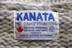 画像4: 80s カナダ製 Kanataカナタ ツートン 切り替え スタンドカラー ウール ハンドニット カウチンセーター 40 (4)