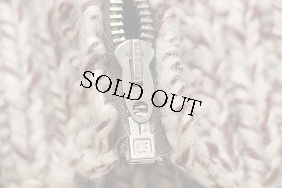 画像6: 60s バード柄 スタンドカラー ウール ハンドニット カウチンセーター (6)