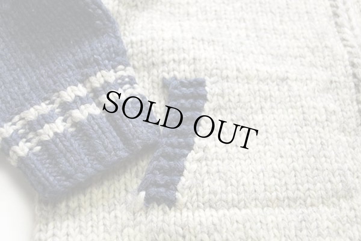 画像5: 80s カナダ製 Kanataカナタ ツートン 切り替え スタンドカラー ウール ハンドニット カウチンセーター 40 (5)