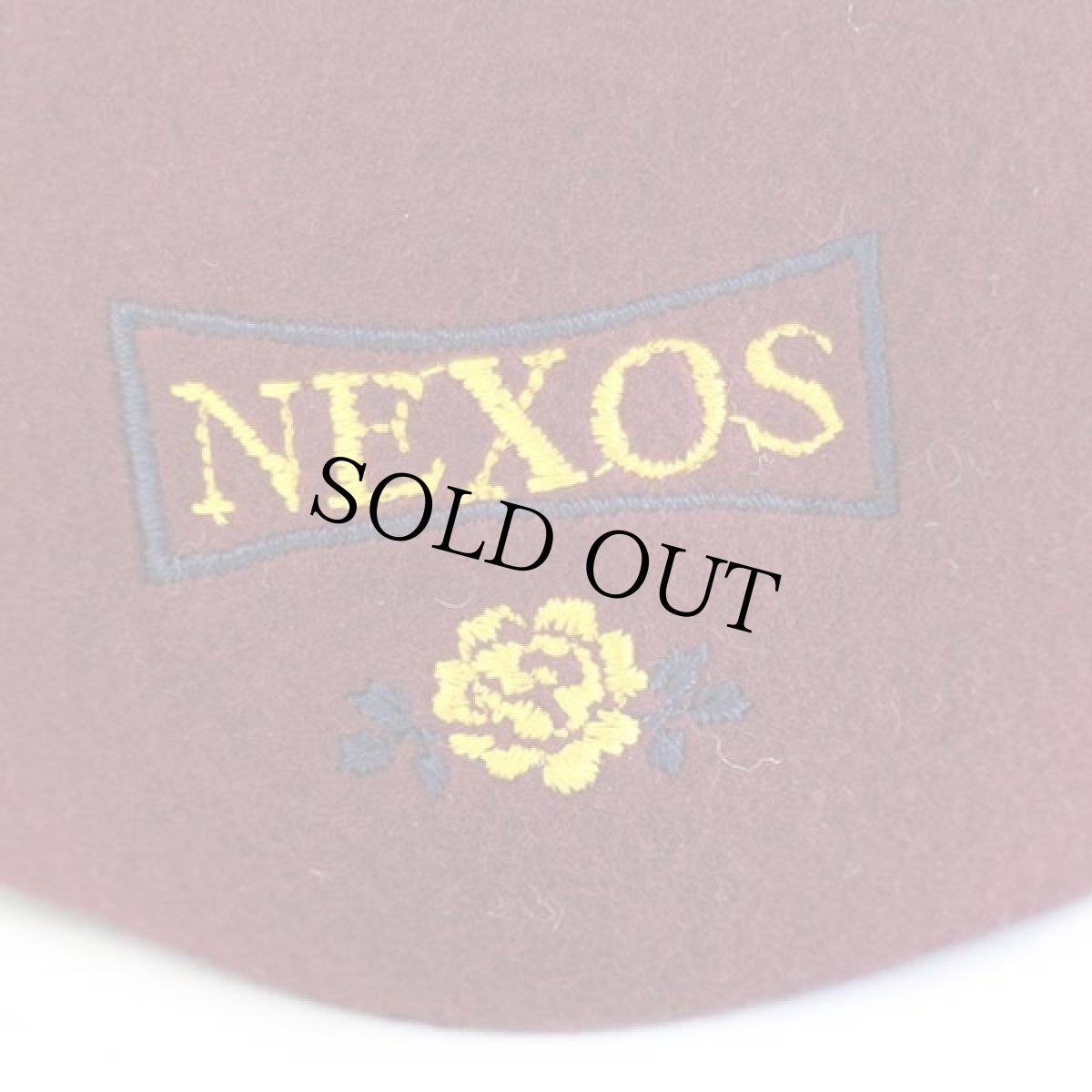 画像4: デッドストック★イタリア製 NEXOS バラ刺繍 ウール フェルト ハンチング バーガンディ (4)