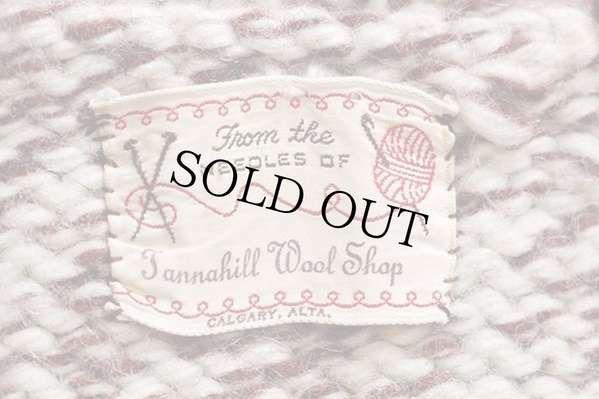 画像4: 60s バード柄 スタンドカラー ウール ハンドニット カウチンセーター (4)