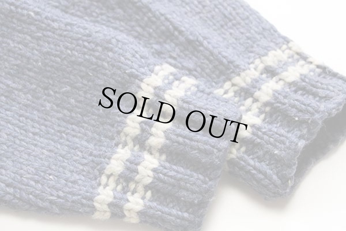 画像6: 80s カナダ製 Kanataカナタ ツートン 切り替え スタンドカラー ウール ハンドニット カウチンセーター 40 (6)