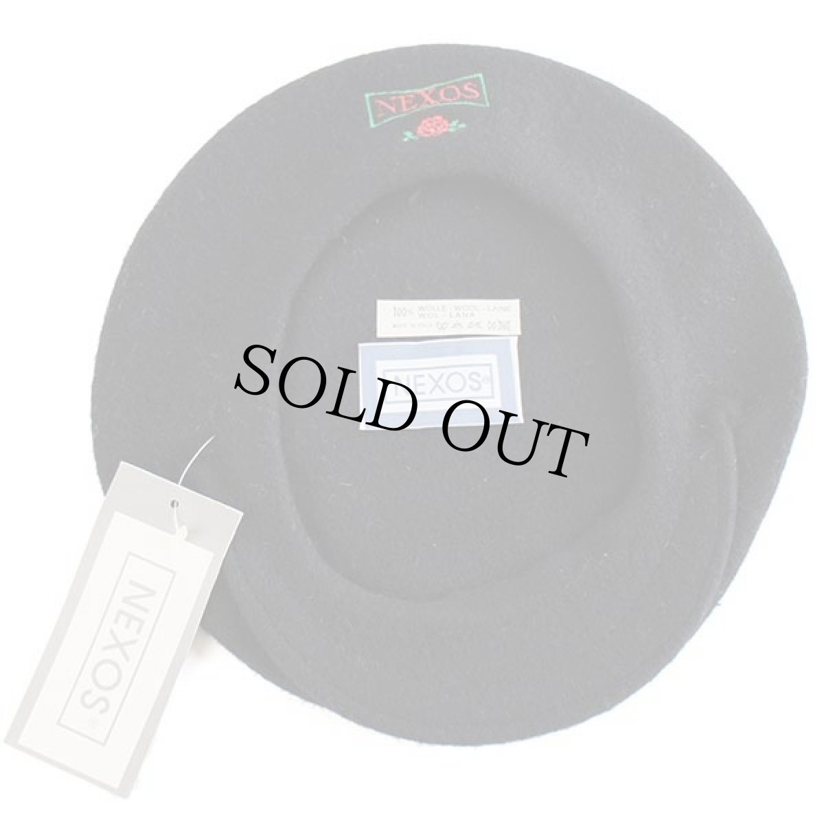 画像5: デッドストック★イタリア製 NEXOS バラ刺繍 ツバ付き ウール ベレー帽 黒 (5)