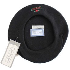 画像5: デッドストック★イタリア製 NEXOS バラ刺繍 ツバ付き ウール ベレー帽 黒 (5)