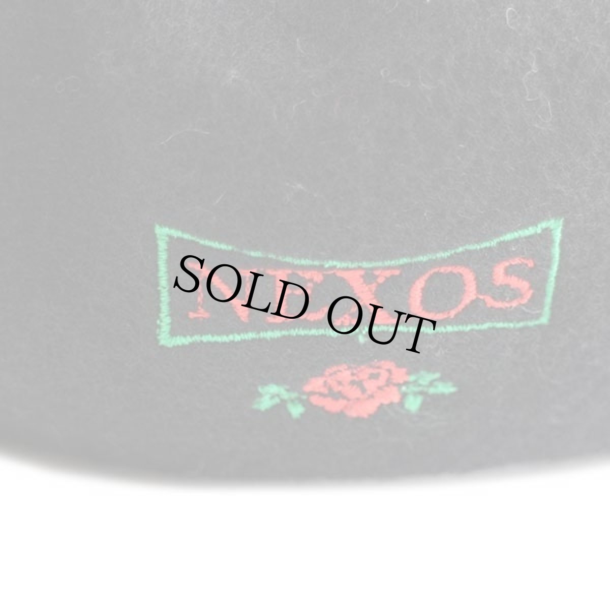 画像4: デッドストック★イタリア製 NEXOS バラ刺繍 ツバ付き ウール ベレー帽 黒 (4)