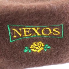 画像4: デッドストック★イタリア製 NEXOS バラ刺繍 ウール ベレー帽 茶 (4)