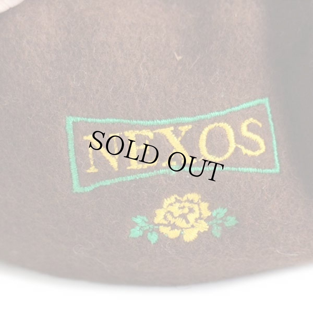 画像5: デッドストック★イタリア製 NEXOS バラ刺繍 ツバ付き ウール ベレー帽 茶 (5)