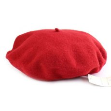 画像2: デッドストック★イタリア製 NEXOS バラ刺繍 ウール ベレー帽 赤 (2)