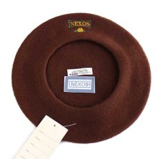 画像5: デッドストック★イタリア製 NEXOS バラ刺繍 ウール ベレー帽 茶 (5)