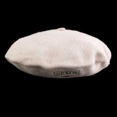 画像1: デッドストック★イタリア製 NEXOS バラ刺繍 ウール ベレー帽 ベージュ (1)