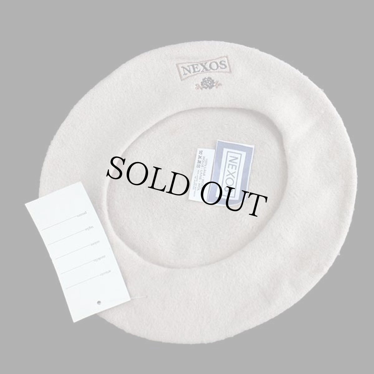 画像5: デッドストック★イタリア製 NEXOS バラ刺繍 ウール ベレー帽 ベージュ (5)