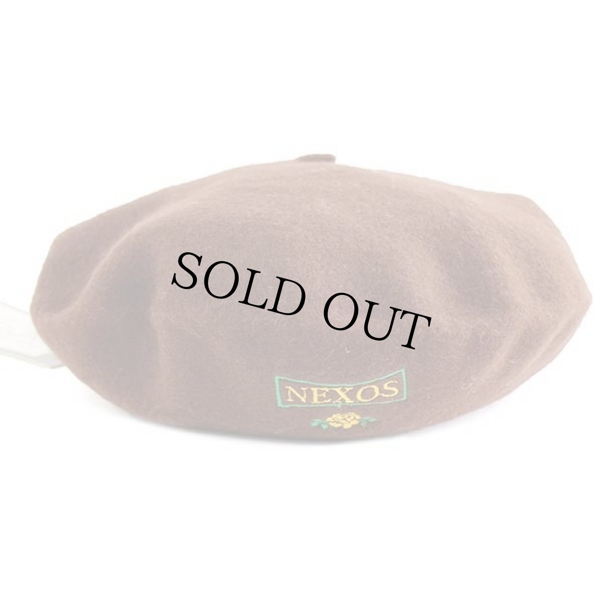 画像2: デッドストック★イタリア製 NEXOS バラ刺繍 ツバ付き ウール ベレー帽 茶 (2)