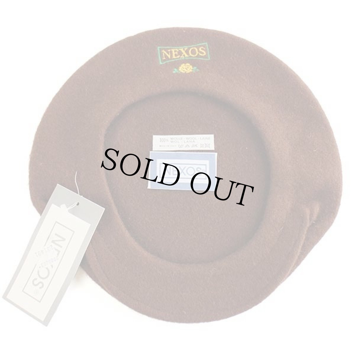 画像6: デッドストック★イタリア製 NEXOS バラ刺繍 ツバ付き ウール ベレー帽 茶 (6)